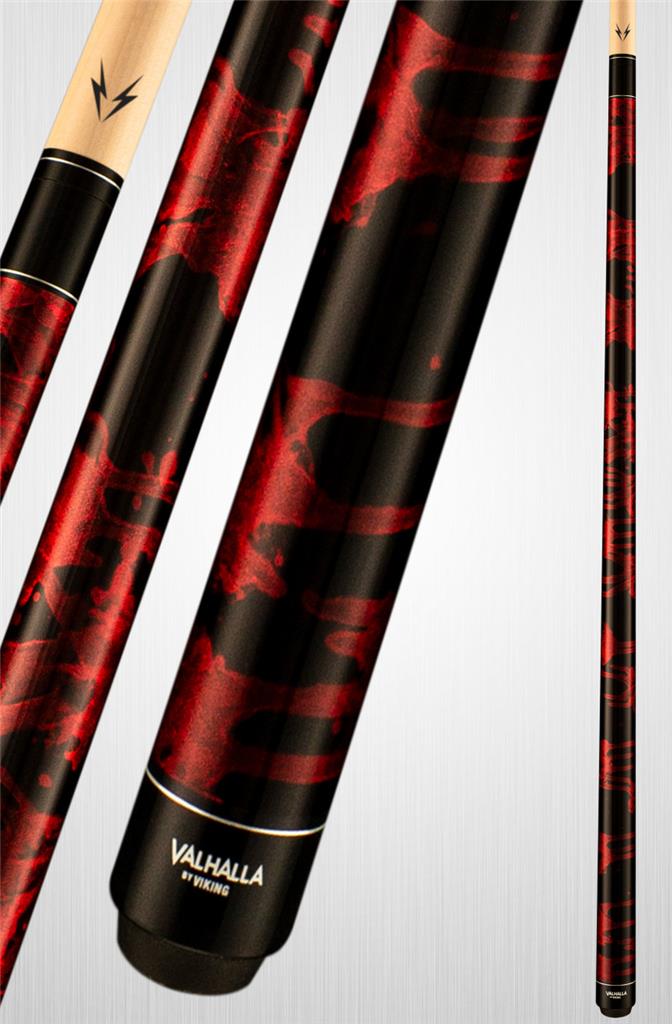 Viking Valhalla VA212 Hard Rock Maple Pool/Billiard Cue Red & Black Marble