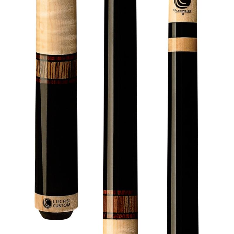 Lucasi Custom LZC12 Midnight/Cocobolo/Bocote Rings/Curly Maple Pool/Billiard Cue