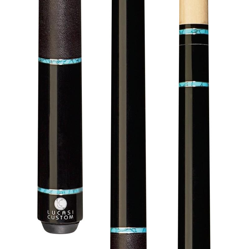 Lucasi LZD5 Pool Cue Black w/ Turquoise Rings Zero Flexpoint 12.75 mm Shaft