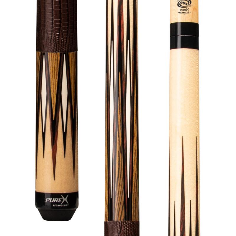 PureX HXTE14 Pool Cue Natural Birdseye Maple w/ Cocobolo, Bocote and Ivory Graph