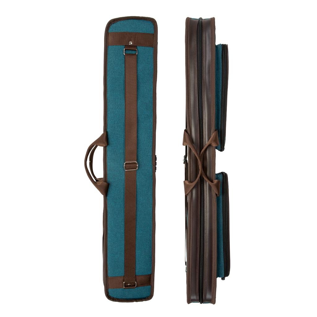 Lucasi DUO 2x4 Soft Pool Cue Case - Teal Blue/Brown Free US Shipping!