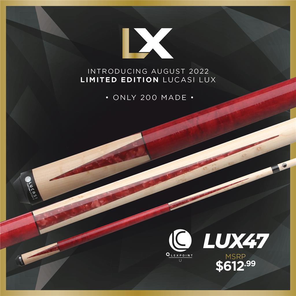 LUCASI LUX 47 CUSTOM CUE UNILOC 12.75MM LTD ONLY 200 MADE NEW FREE SHIPPING